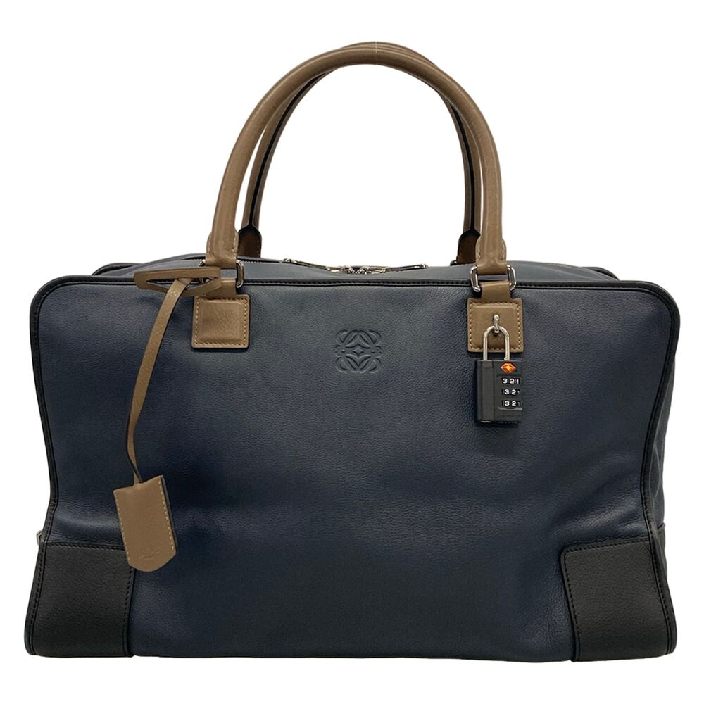 Loewe Amazona 44 Boston Bag Dark Navy Black Brown